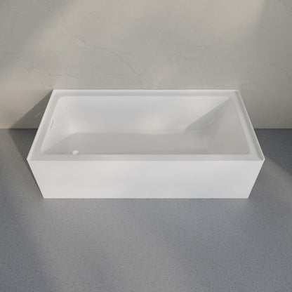 Voltaire 72 x 36 Skirted Left Drain Soaking Alcove Bathtub in Glossy White, Drain Included