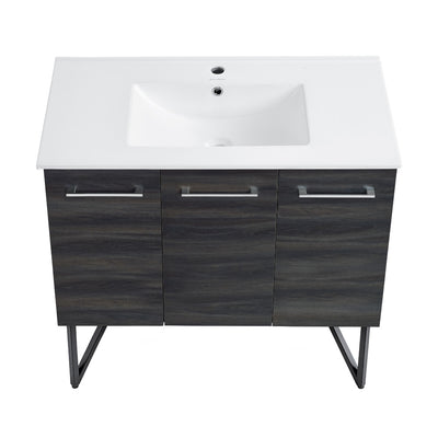 Annecy 36" Freestanding Bathroom Vanity in Black Walnut with Sink Top