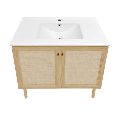 Classe 36" Freestanding Bathroom Vanity in Natural Oak with Sink Top