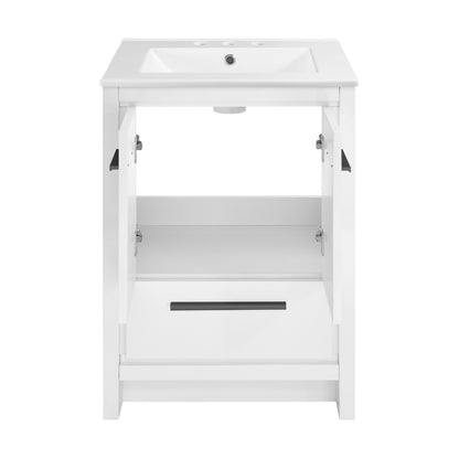 Virage 24 in. White Bathroom Vanity With White, 3-Hole Ceramic Sink Top