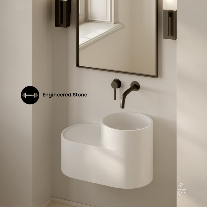 Monaco 20" Solid Surface Oval Wall-Mounted Sink In Matte White