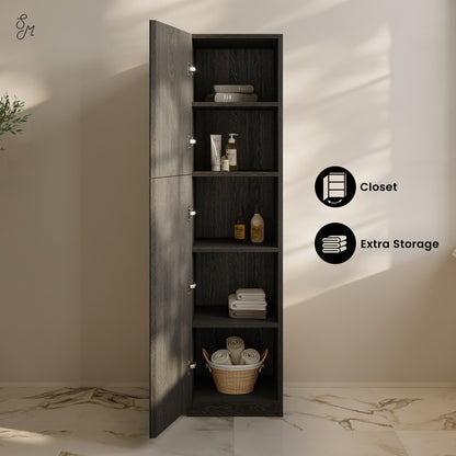 St. Tropez 15 x 15 x 60 Freestanding Linen Cabinet in Black Oak