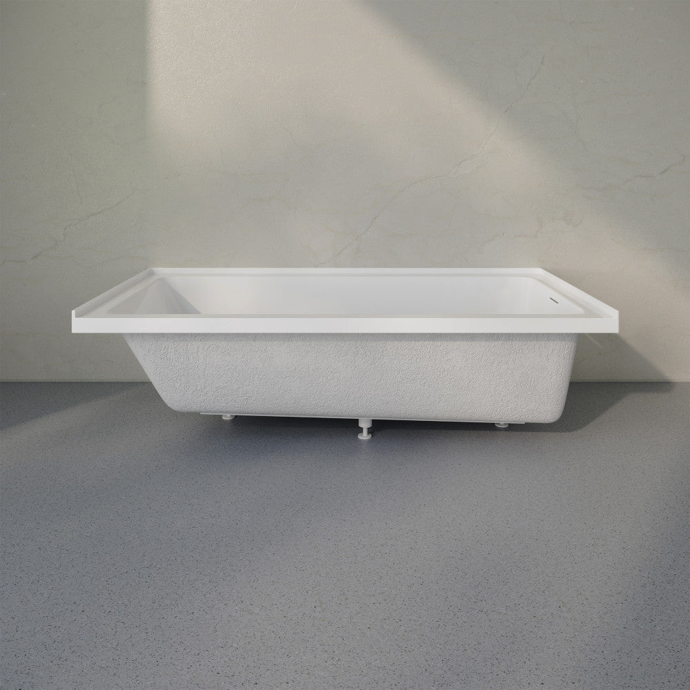 Voltaire 60 x 36 Right Drain Soaking Alcove Bathtub in Glossy White with Integrated Overflow, Drain Included