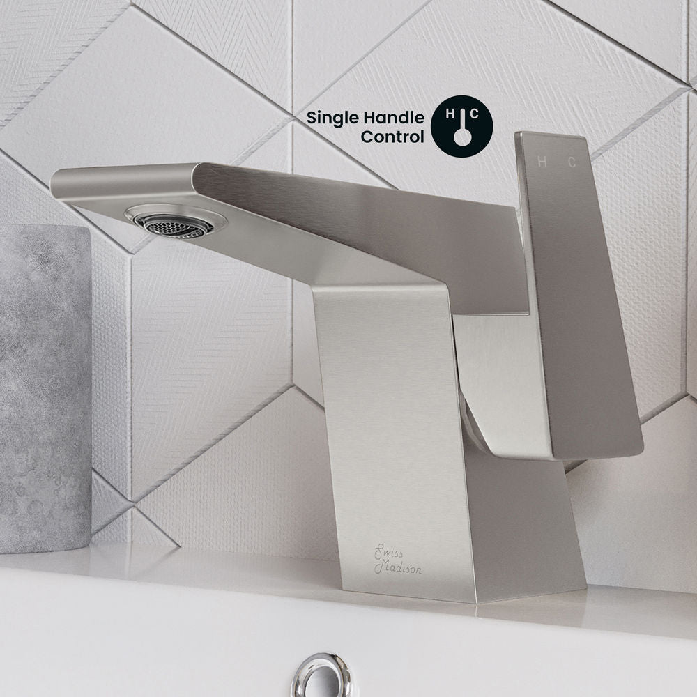 Carre Single Hole, Single-Handle, Bathroom Faucet in Brushed Nickel