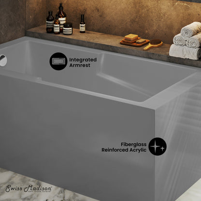 Voltaire 60 x 32 Left Drain Soaking Alcove Corner Apron Bathtub in Matte Gray