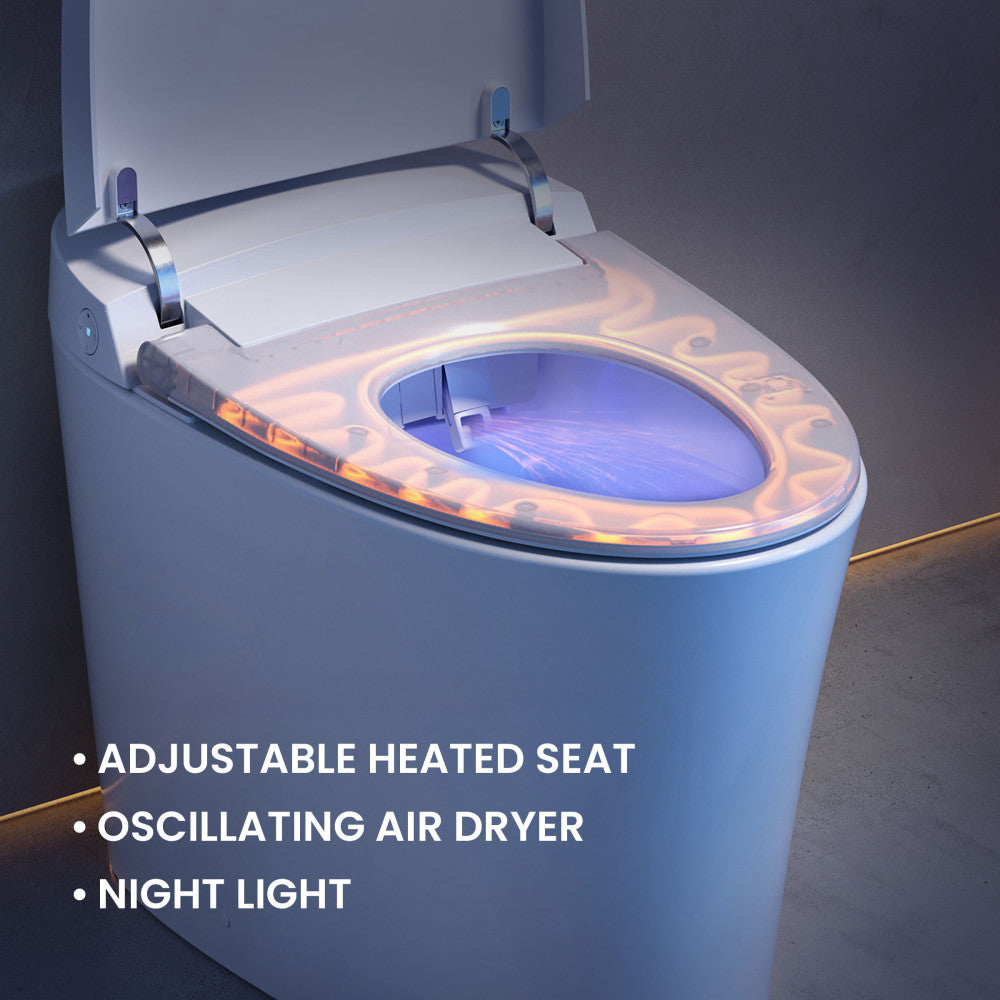 Viro V10 Smart Toilet 12” Rough-in ADA Height in Glossy White with Integrated Tank, Soft-close, Foot Sensor