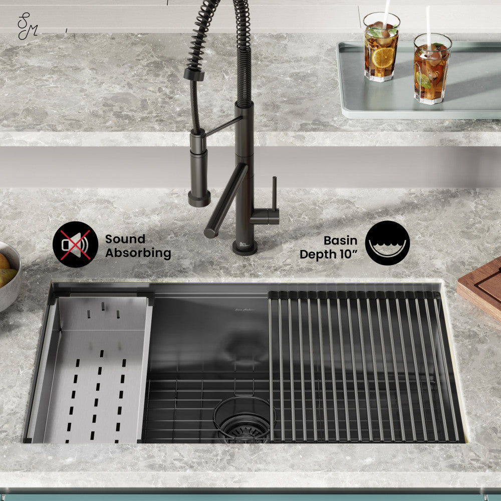 Tourner 32" 18 Gauge Stainless Steel Undermount Kitchen Sink in Polished Chrome