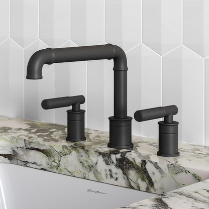 Avallon 8 in. Widespread, Sleek Handle, Bathroom Faucet in Matte Black