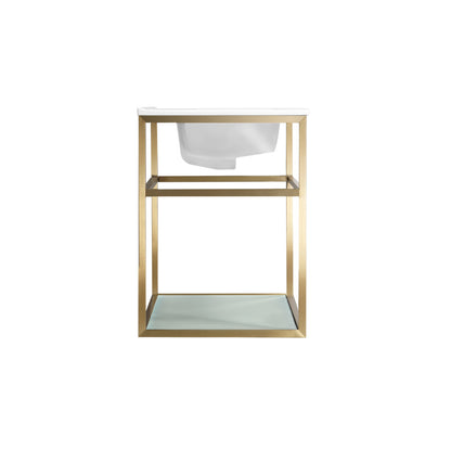 Pierre 36" Open Shelf Gold Frame Wall-Mounted Bathroom Vanity with Sink Top