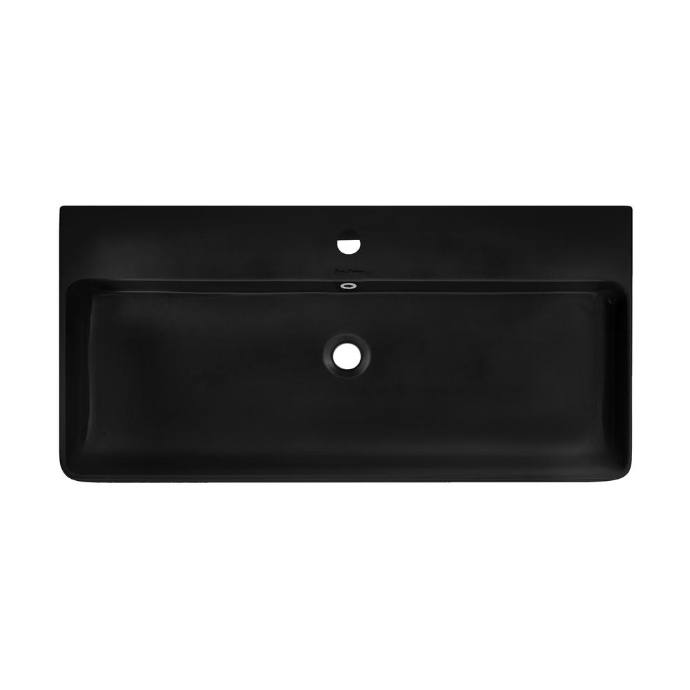 Carre 36"  Rectangle Wall-Mount Bathroom Sink in Matte Black