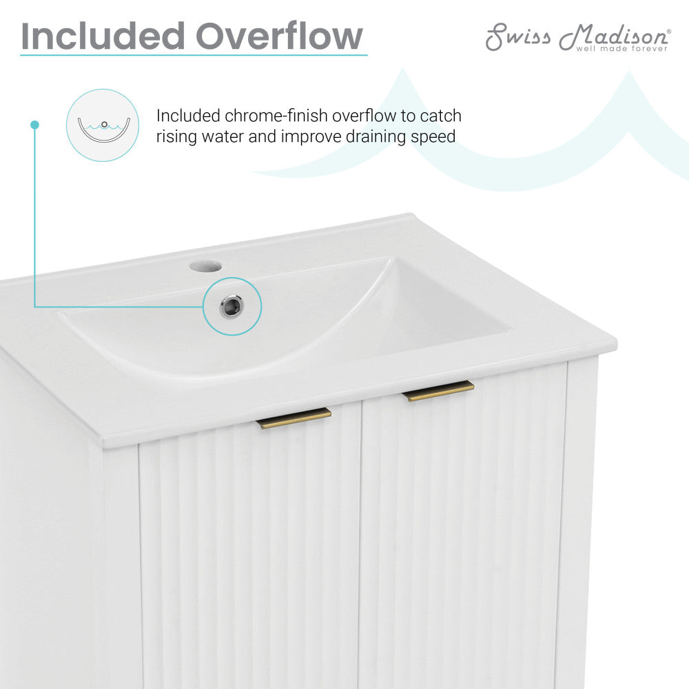 Bastille 24" Freestanding Bathroom Vanity in White with Sink Top