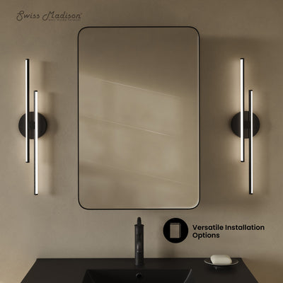 Pierre 20 x 30 Rectangle Recessed/Wall Mount Medicine Cabinet with Mirror in Matte Black
