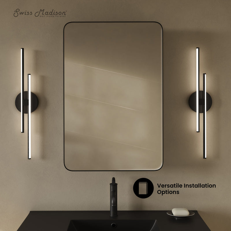 Pierre 20 x 30 Rectangle Recessed/Wall Mount Medicine Cabinet with Mirror in Matte Black