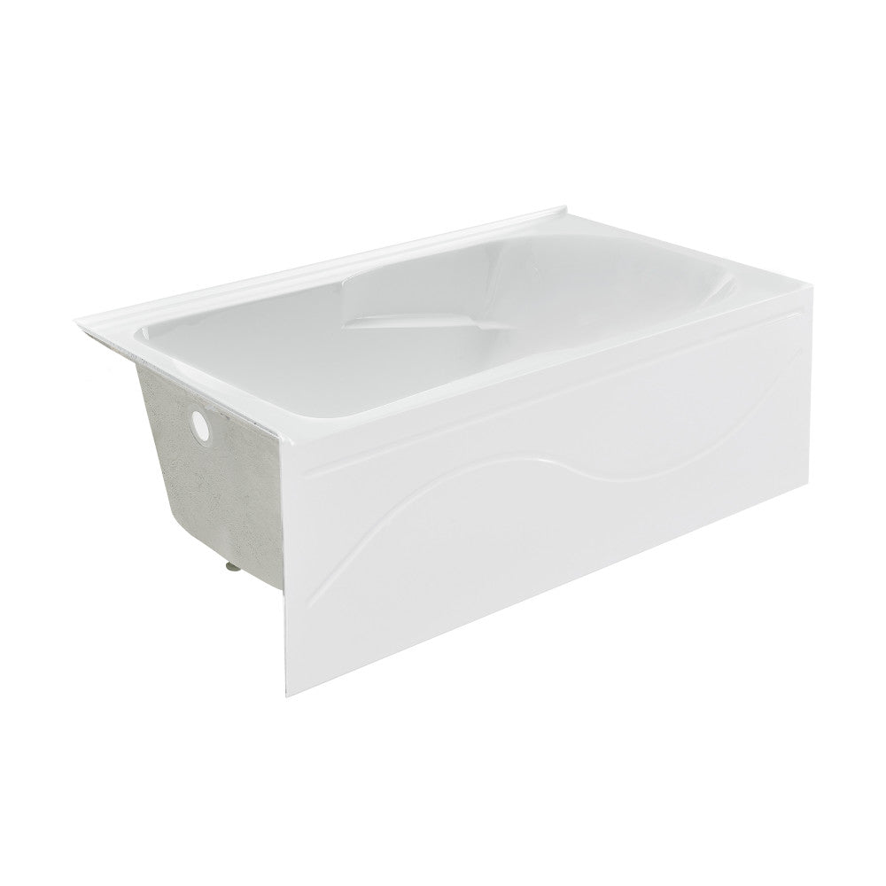 Ivy 54 x 30 Left Drain Soaking Alcove Corner Apron Bathtub in Glossy White