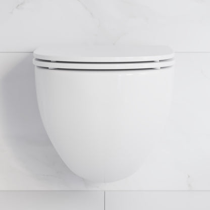 St. Tropez Wall-Hung Toilet Bundle 0.8/1.6 GPF Dual Flush in Glossy White with Brass Flush Plate