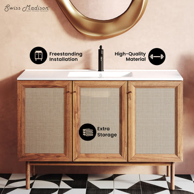 Classe 48" Freestanding Bathroom Vanity in Golden Oak with Sink Top