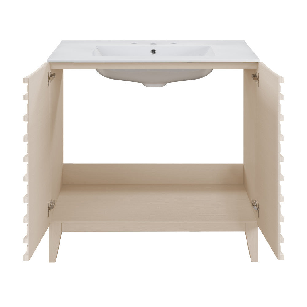 Cascade 30" Freestanding Bathroom Vanity in White Oak with 3-Hole Widespread Sink Top