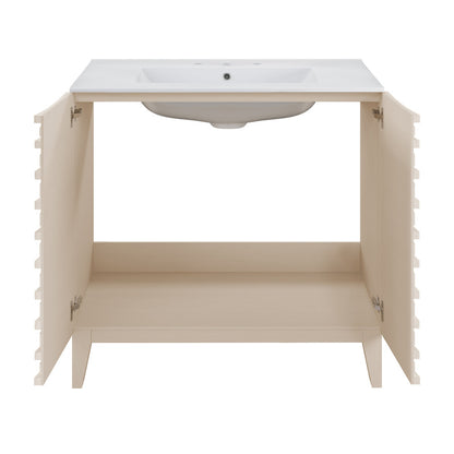 Cascade 30" Freestanding Bathroom Vanity in White Oak with 3-Hole Widespread Sink Top