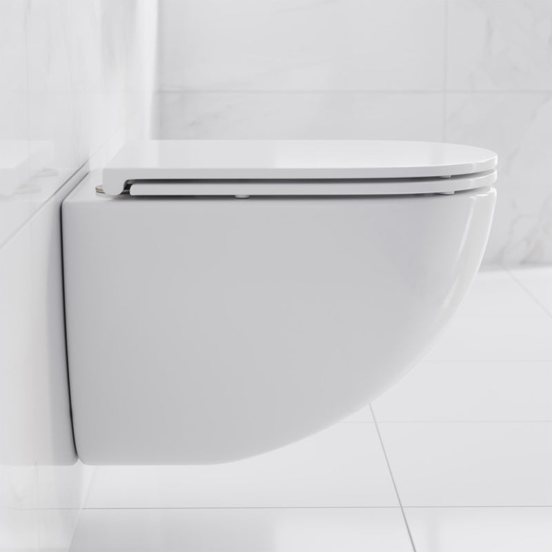 St. Tropez Wall-Hung Toilet Bundle 0.8/1.6 GPF Dual Flush in Glossy White with Flush Plate