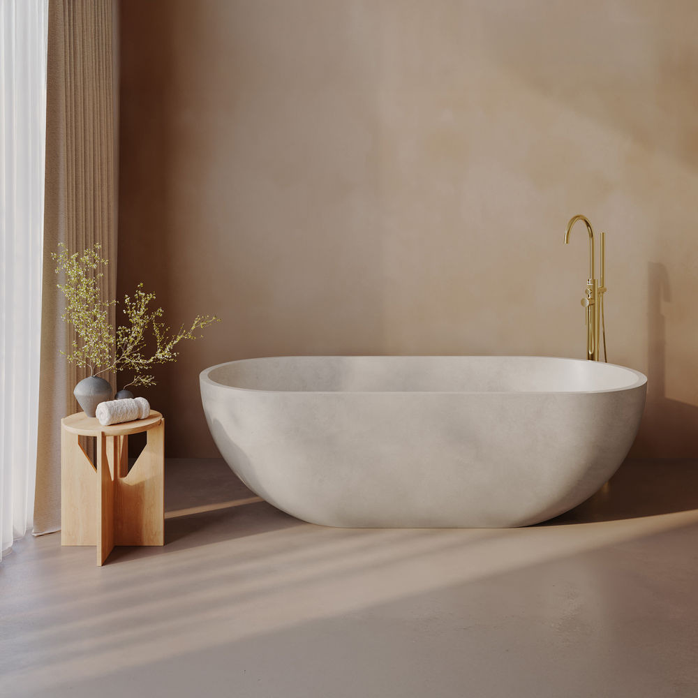 Claire 60" Freestanding Concrete Bathtub in Sand, Drain Included