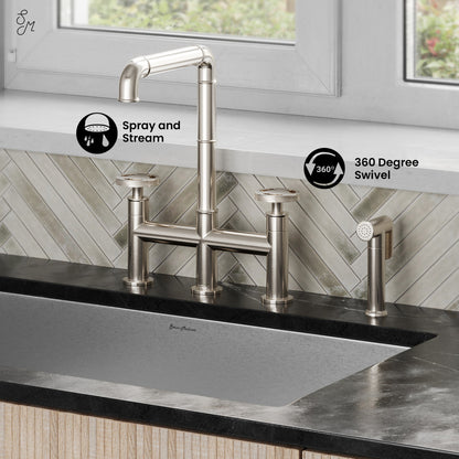 Avallon Pro Widespread Kitchen Faucet with Side Sprayer in Brushed Nickel