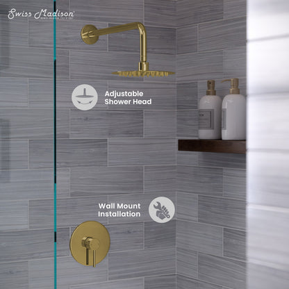Ivy Single-Handle 1 Spray 8" Wall Mounted Fixed Shower Head in Brushed Gold (Valve Included)
