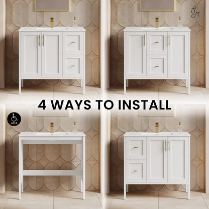 Forme 36" Modular Freestanding Bathroom Vanity with Sink Top in White