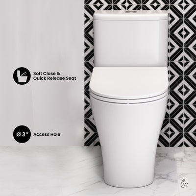 Cascade One-Piece 12" Rough-in 1.1/1.6 GPF Single Vortex Dual Flush Compact Toilet in Glossy White