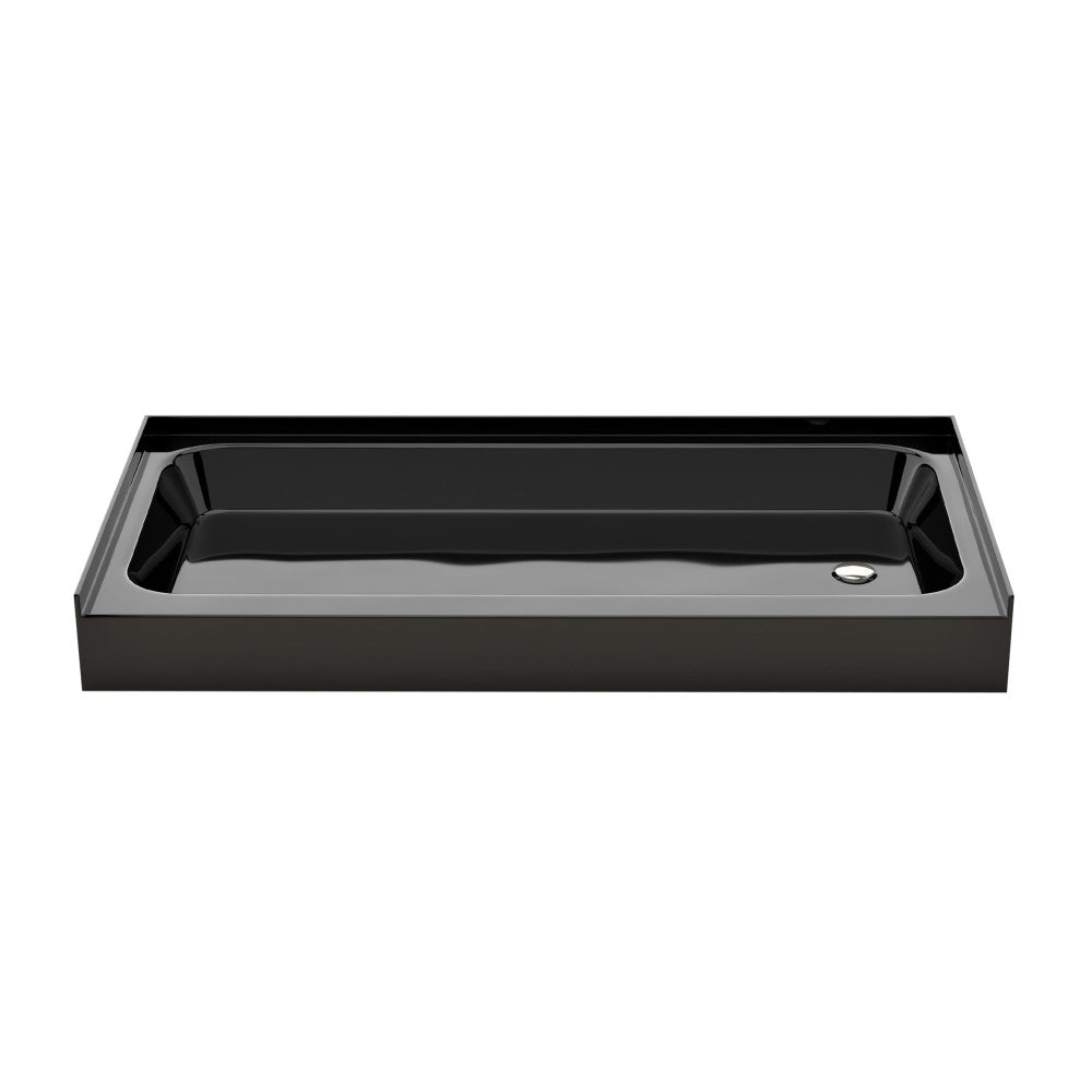 Voltaire 60 x 30 Shower Pan Base with Right Drain in Glossy Black