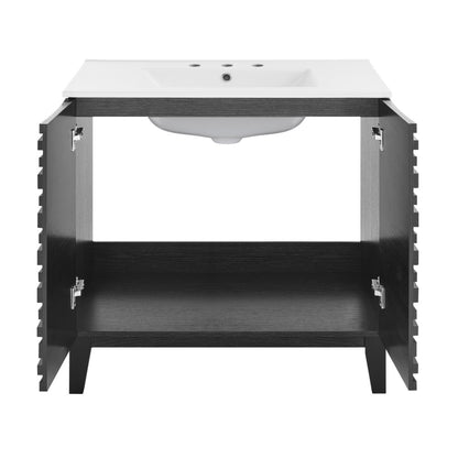 Cascade 30" Freestanding Bathroom Vanity in Black Oak with 3-Hole Widespread Sink Top