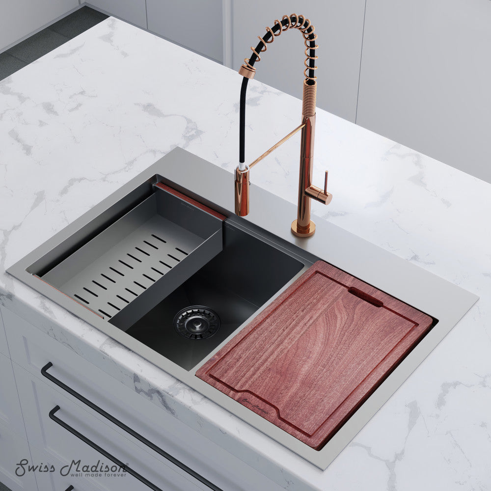 Ravi Dual Basin 33 x 22 Topmount Kitchen Workstation Sink