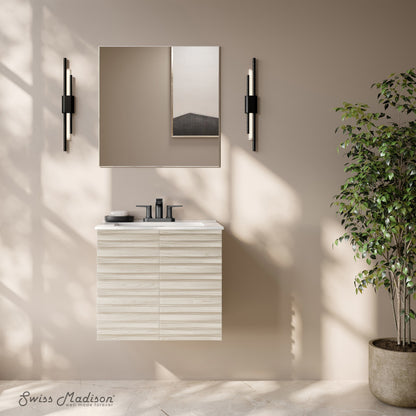 Cascade 24" Wall-Mounted Bathroom Vanity in White Oak with 3-Hole Centerset Sink Top