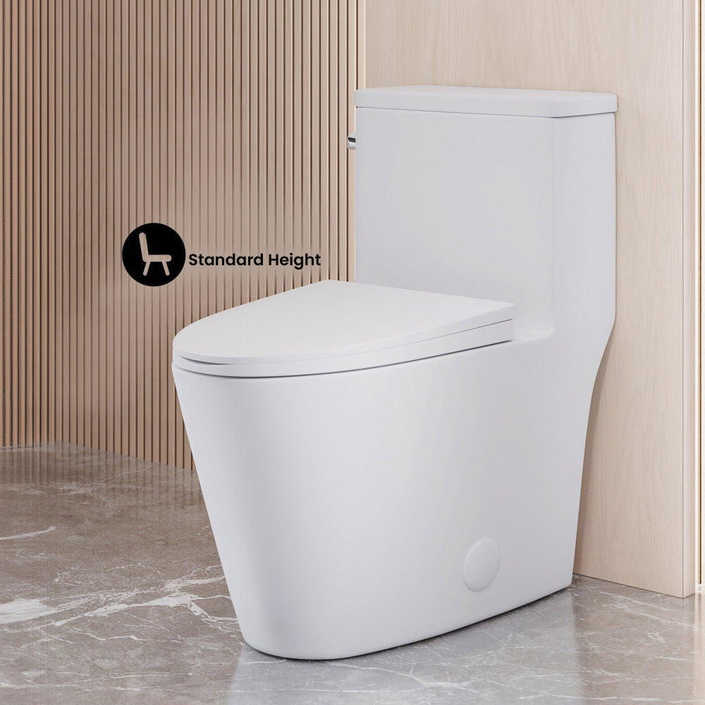 Dreux One-Piece 12" Rough-in 1.28 GPF Left Flush Elongated Toilet in Glossy White (6 - Pack)
