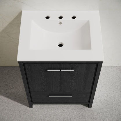 Virage 24" Freestanding Bathroom Vanity in Black Oak with 3-Hole Widespread Sink Top