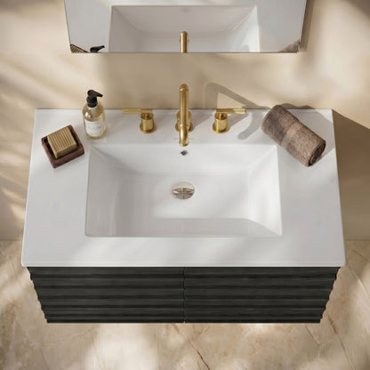 30" 3-Hole Centerset Vanity Sink Top in Glossy White