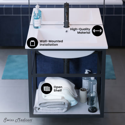 Pierre 24 Single, Metal Frame, Open Shelf, Bathroom Vanity