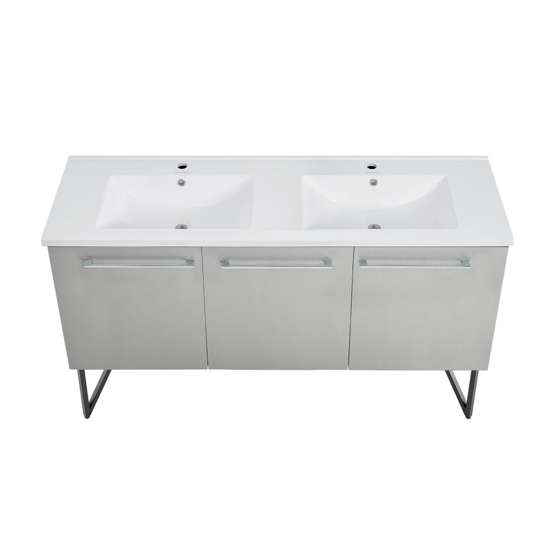 Annecy 60" Freestanding Bathroom Vanity in Gray with Sink Top