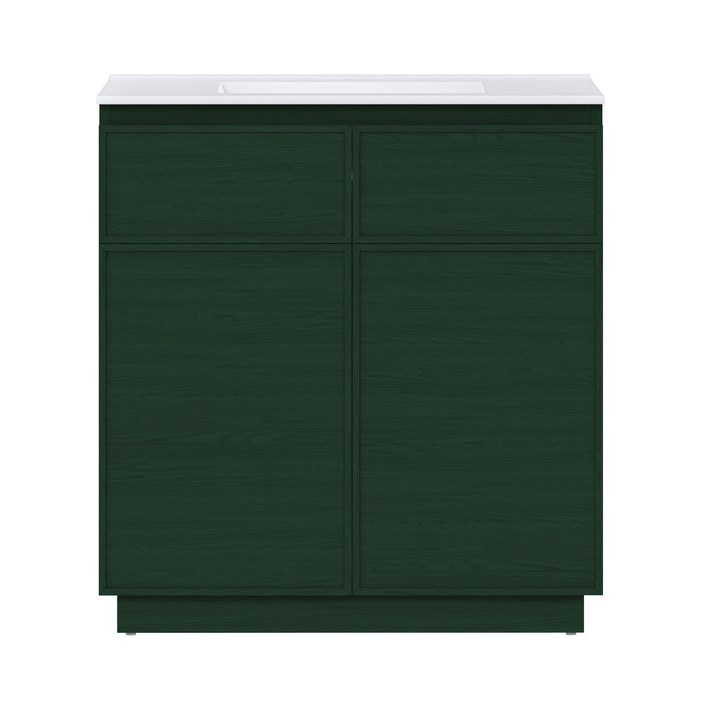 St. Tropez 36" Freestanding Bathroom Vanity in Green Oak with Sink Top