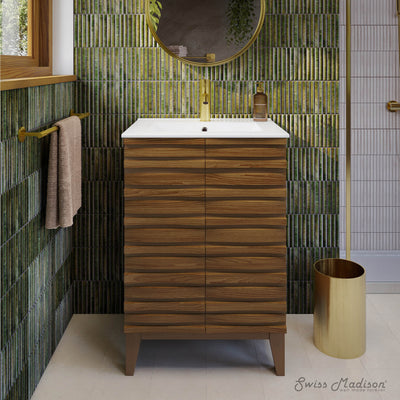 Cascade 24'' Bathroom Vanity in Brown Oak