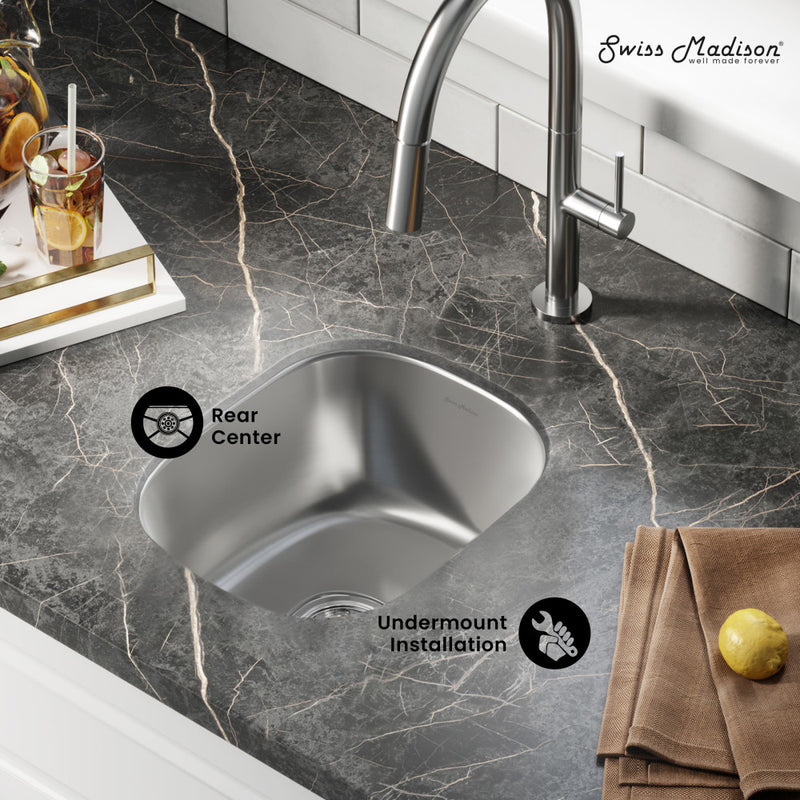 Toulouse 13 x 15 Stainless Steel Single Basin Undermount Kitchen Sink