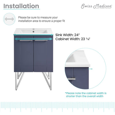 Annecy 24" Freestanding Bathroom Vanity in Purple with Sink Top