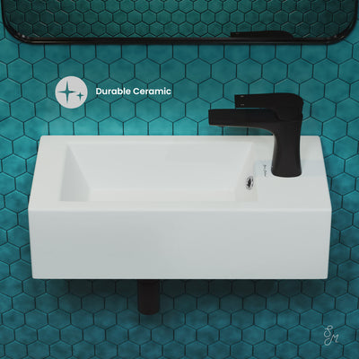 Voltaire 19.5 x 10 Rectangular Ceramic Wall Hung Sink with Right Side Faucet Mount