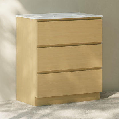 Liberte 30" Freestanding Bathroom Vanity in Natural Oak with Sink Top