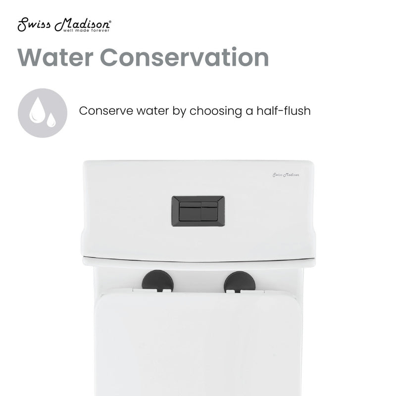 Concorde One Piece Square Toilet Dual Flush, Black Hardware 1.1/1.6 gpf