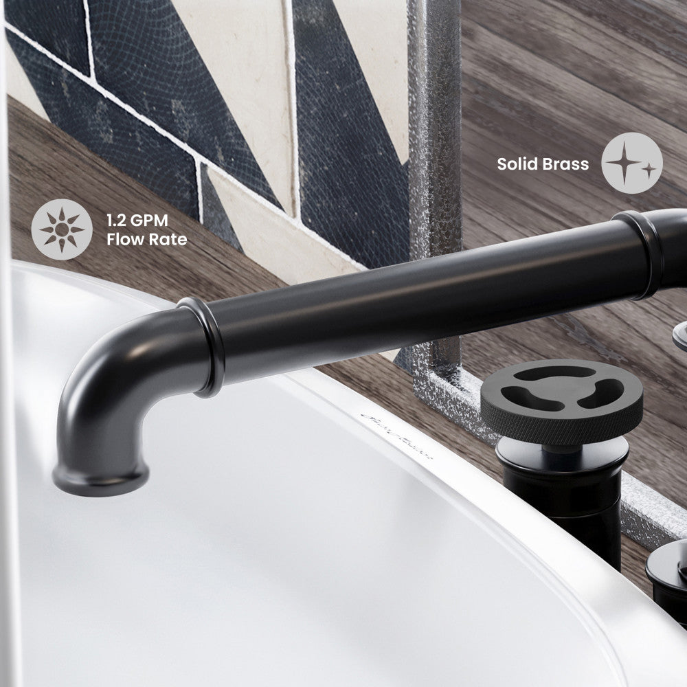 Avallon 8 in. Widespread, 2-Handle Wheel, Bathroom Faucet in Matte Black