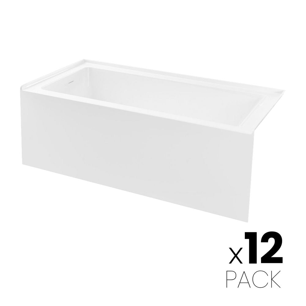 Voltaire 60 x 30 Skirted Left Drain Soaking Apron Bathtub in Glossy White with Integrated Overflow, Drain Included (12 - Pack)
