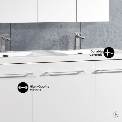 Annecy 60" Freestanding Bathroom Vanity in White with Sink Top
