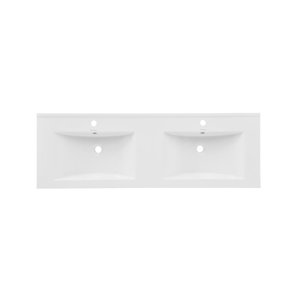 48" Double Basin Vanity Sink Top in Glossy White