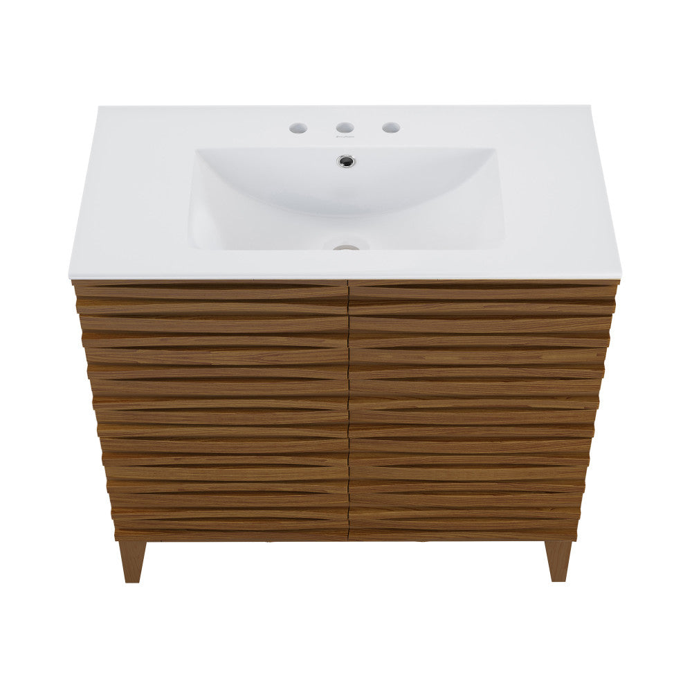 Cascade 30" Freestanding Bathroom Vanity in Brown Oak with 3-Hole Widespread Sink Top