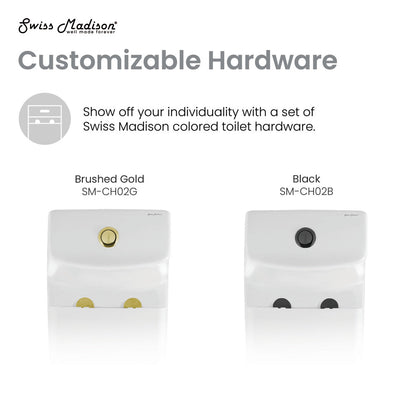 Elongated one-piece toilet with dual-flush, white ceramic, modern design.